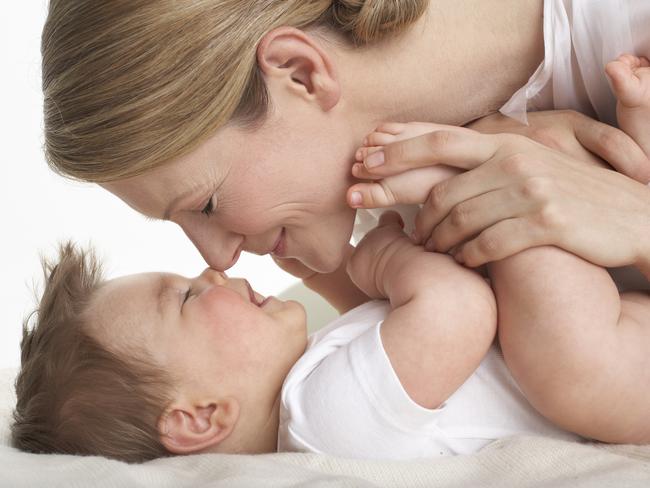 Mother and her baby boy kissing nose-to-nose. Picture: Getty Images