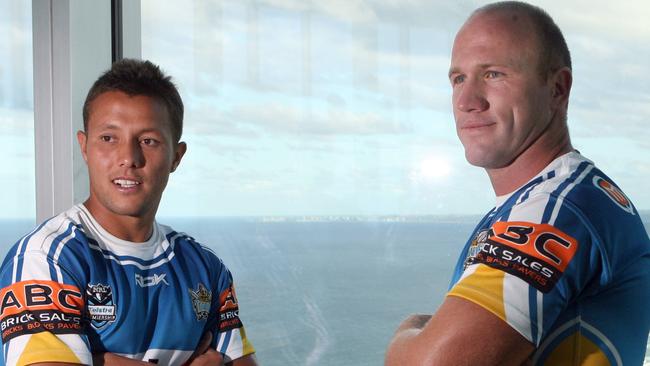 NRL launch at Q1 Surfers Paradise . Gold Coast Titans co-captains Scott Prince and Luke Bailey .