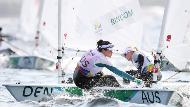 Australia’s Ashley Stoddart was pleased there was no rubbish in the water on the opening day of the regatta in Rio. Picture: Brett Costello