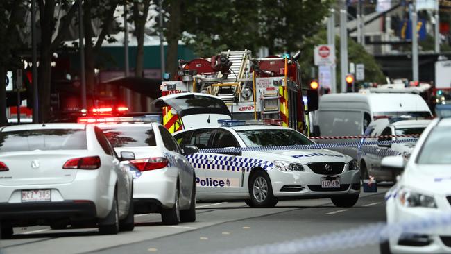 Police on Bourke St after an incident. Picture: Robert Cianflone, Getty Images.