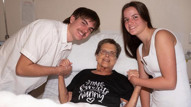 Helen with her grandchildren Brodie and Ebony. Picture: Kirsty McVey Photography