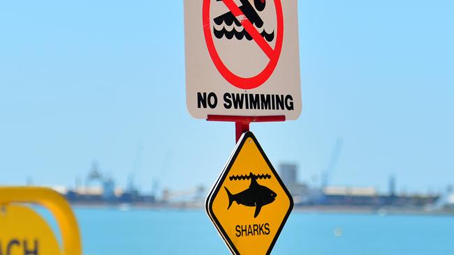 Shark sighting on the Strand, Townsville. Generic sign photo. Picture: Alix Sweeney