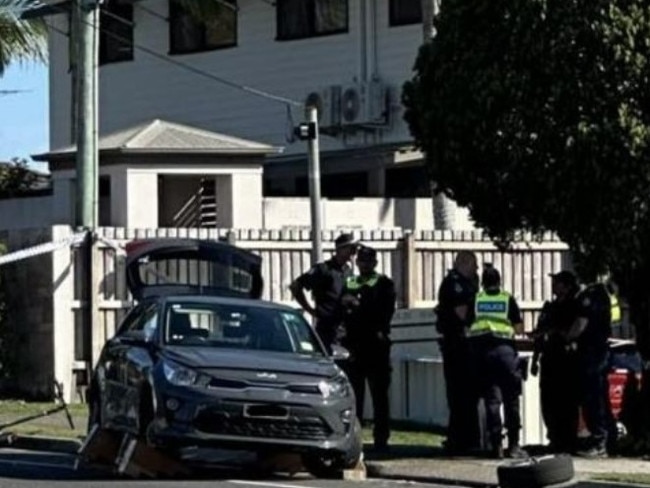 Police on the scene after a girl was hit by a car on Main Rd, Maroochydore. Photo: Madeline Grace