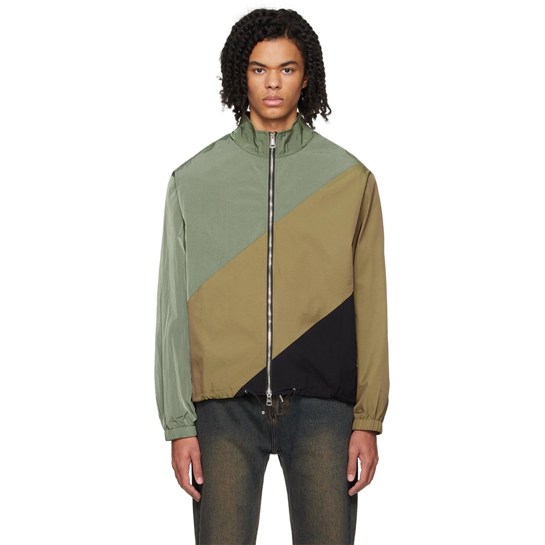 <p><strong>Wynn Hamlyn Bungy jacket</strong></p><p class="button-common"><a title="Shop now for $296" href="https://www.ssense.com/en-au/men/product/wynn-hamlyn/khaki-and-tan-chevron-bungy-jacket/15393881" target="_blank" data-cta="Shop now for $296" data-editable="true">Shop now for $296</a></p>