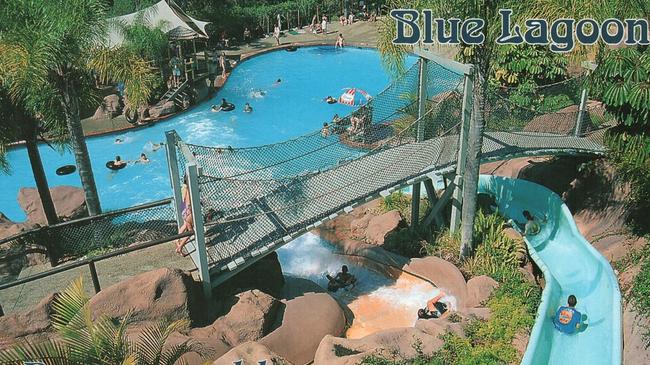 A postcard from the 1980s showing Dreamworld's Blue Lagoon attraction. Picture: Supplied