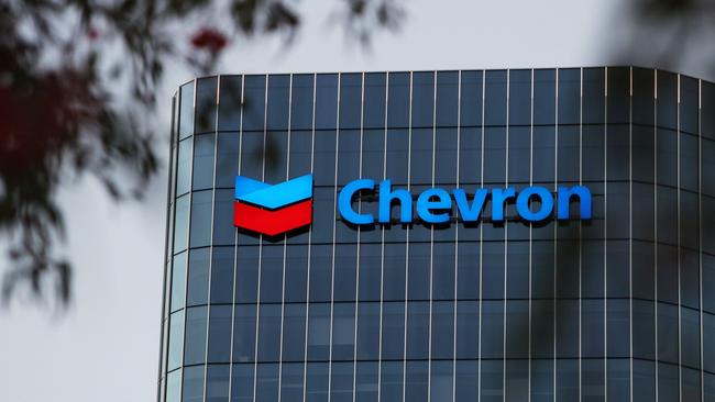 The Chevron Corp. logo at the company's offices in Perth, Australia, on Saturday, July 22, 2023. Australia is scheduled to release second-quarter consumer price index figures on July 26. Photographer: Lisa Maree Williams/Bloomberg