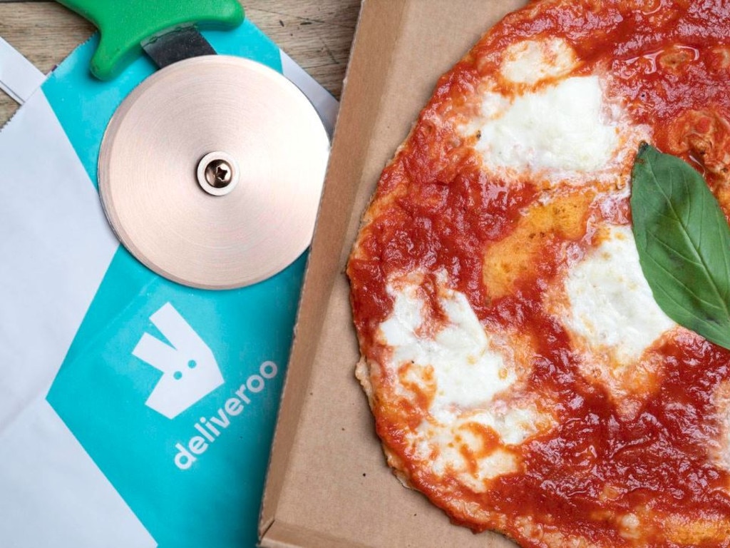 Deliveroo's joke involved cutting crust off its menu. Picture: Supplied