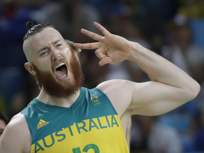 Australia's Aron Baynes was key in the Boomers dominance of Lithuania.