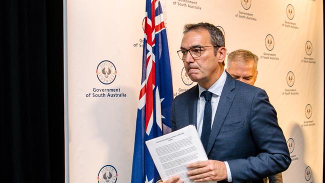 Premier Steven Marshall addresses the media. Picture: AAP Image/ Morgan Sette