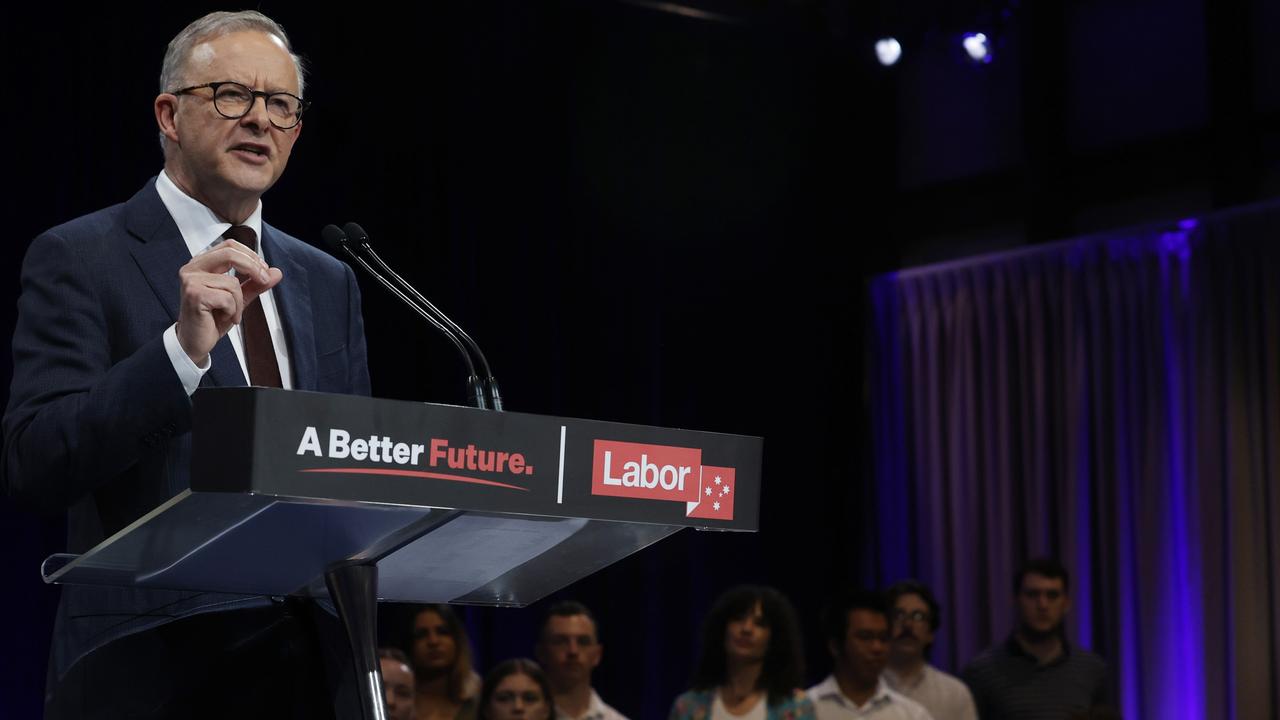 Opposition Leader Anthony Albanese during the Labor campaign rally on May 15. Picture: Lisa Maree Williams/Getty Images