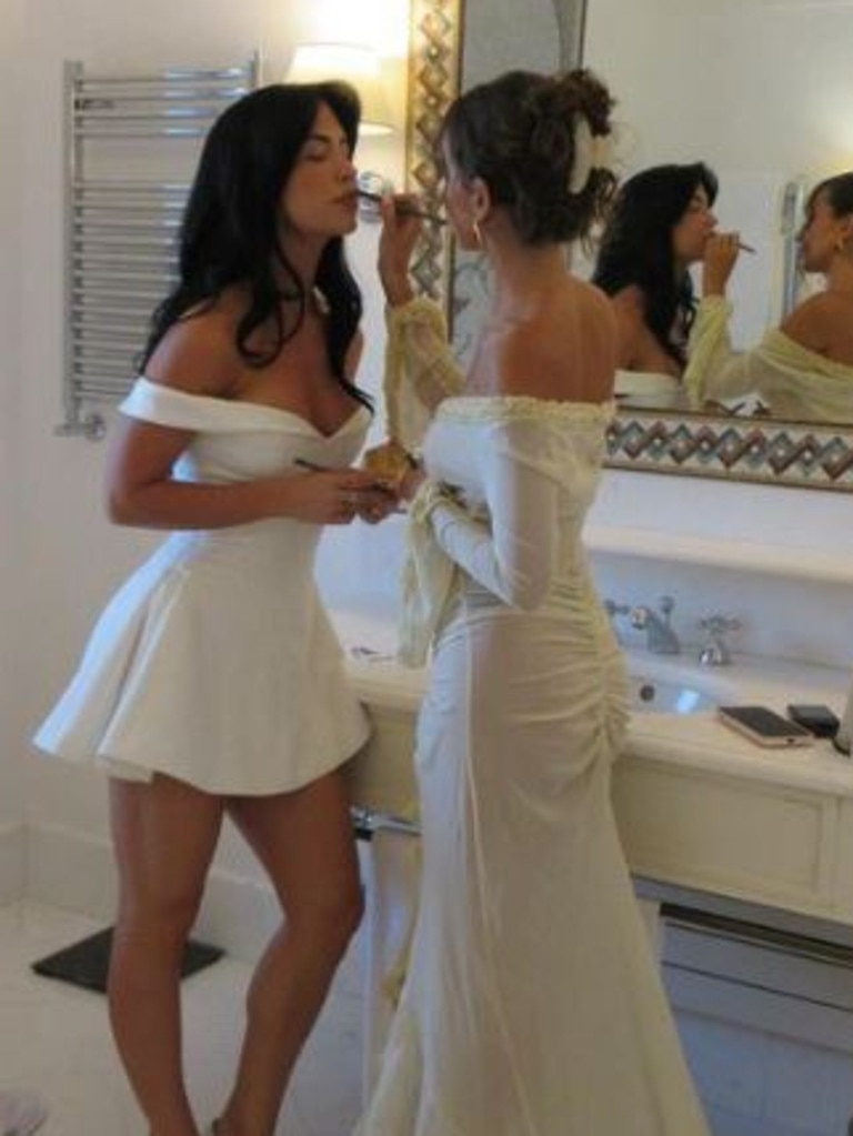 The bride and her bridesmaid sharing a sweet moment. Picture: Instagram/IsabelleMathers