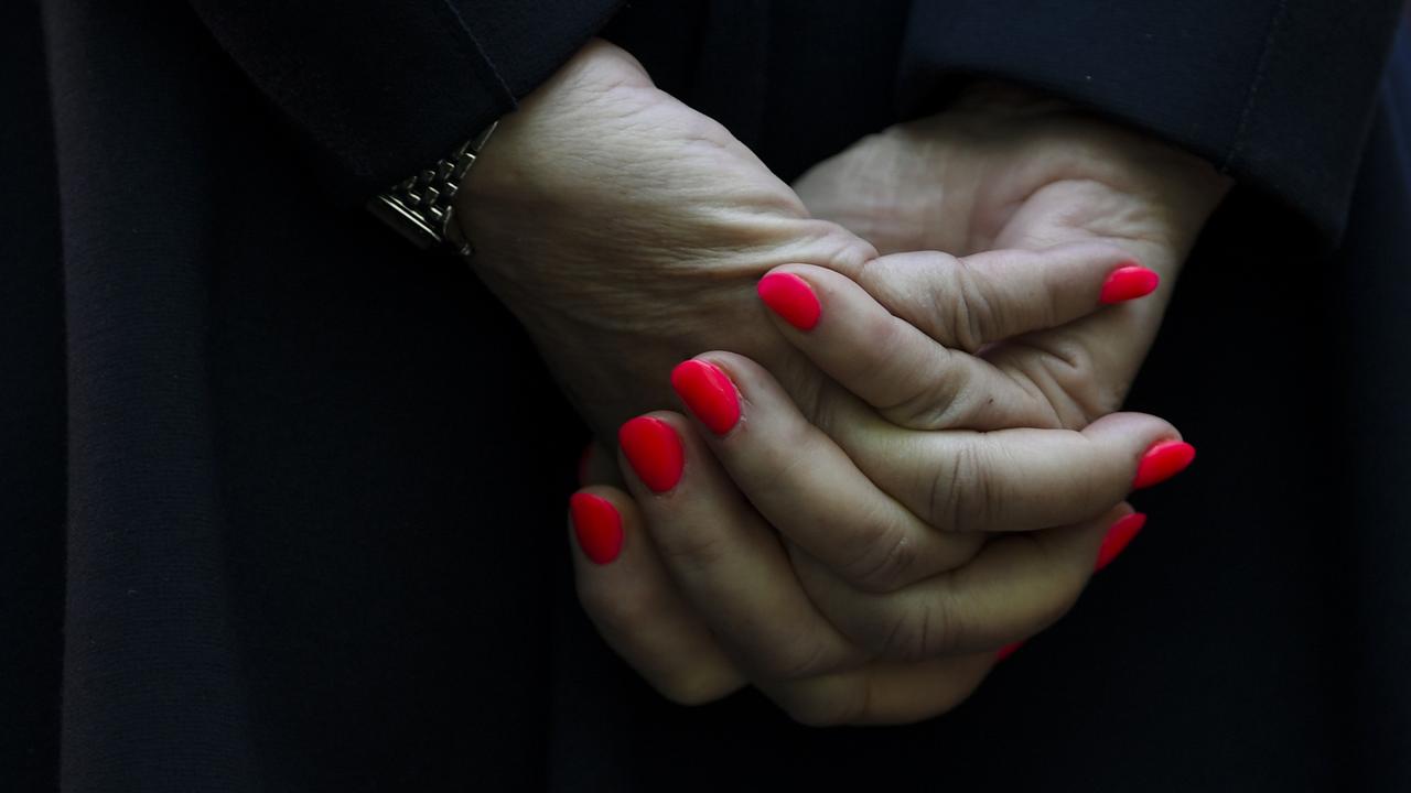 Naturally, Bishop matched her nails with her heels. Picture: AAP