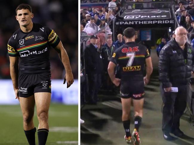 Nathan Cleary left the field. Photo: Fox Sports