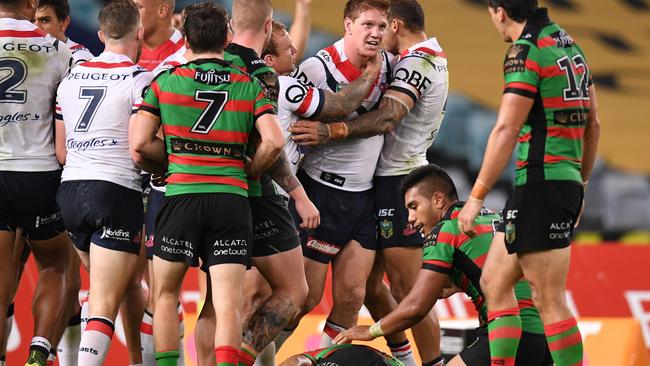 Dylan Napa left a trail of destruction in his wake. (AAP Image/Dean Lewins)