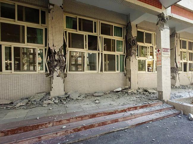 The National Hualien Girls' High School in Hualien was damaged in the earthquake. Picture: AFP