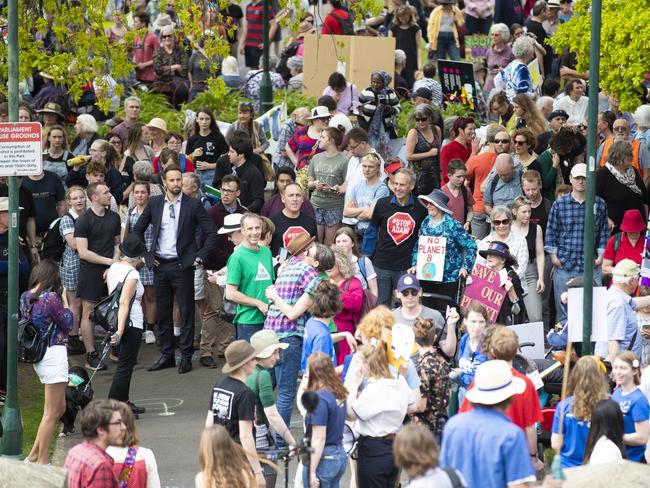 Climate strike rally in Hobart. Picture: RICHARD JUPE