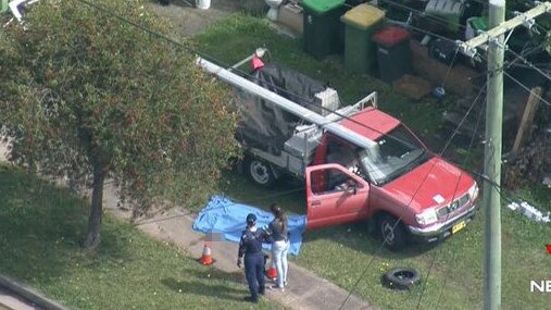 An aerial view of the crime scene on Wednesday. Picture: 7News