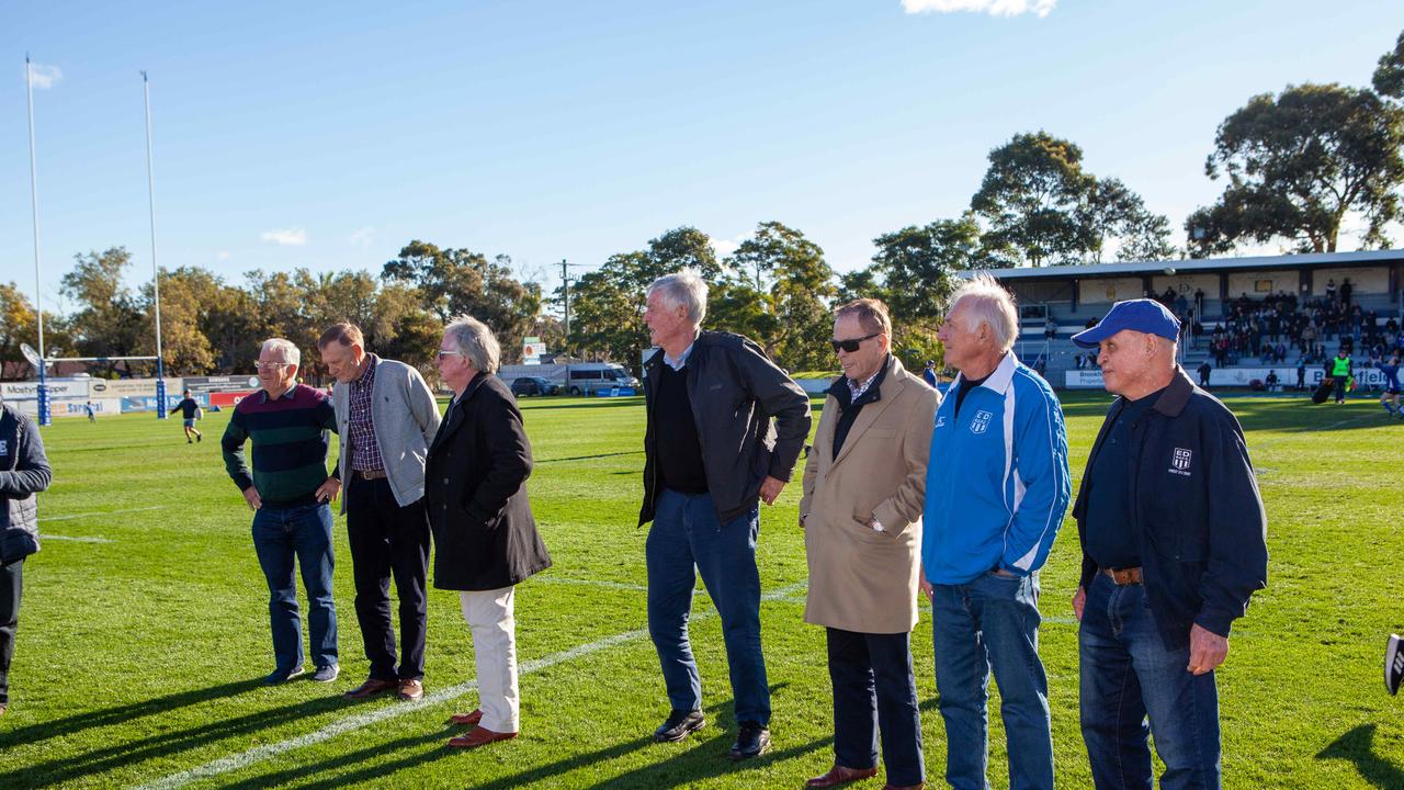 1969 Eastwood players at TG Millner Sportsground in Eastwood, NSW. Saturday 13th July 2019. The club held a “Back to Eastwood Day” with players from the 1969 and 1999 teams present. (AAP IMAGE/Jordan Shields)