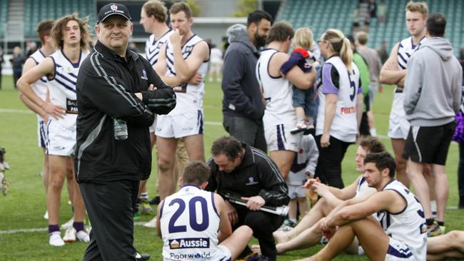 Burnie coach Brent Plant after losing the 2013 TSL grand final to South Launceston. Picture: CHRIS KIDD