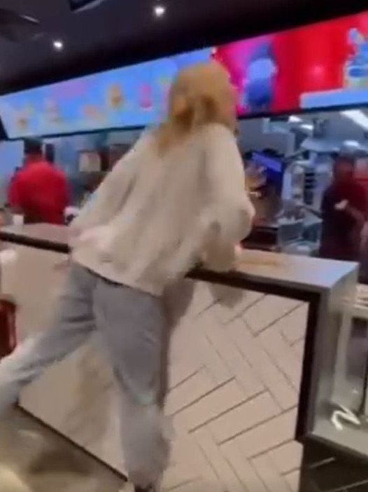 Ms Miller was filmed allegedly spitting workers at McDonald's on Hindley Street in Adelaide. Photo: Instagram