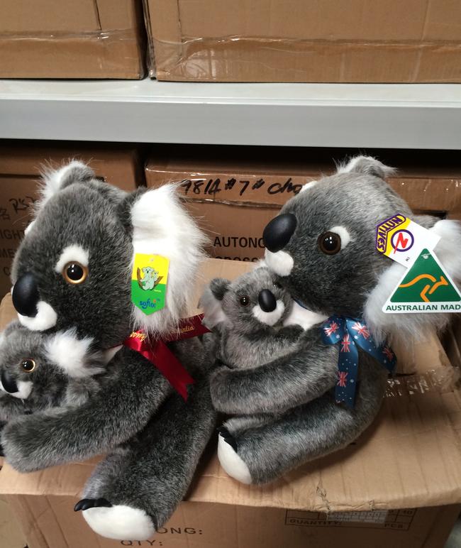 Koala with Chinese tag (left) and same model with the Australian Made tag (right). Picture: GJ