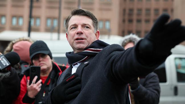 Condemned USA founder Treniss Evans, speaks to press outside the DC Central Detention Facility in Washington, DC on Wednesday. Picture: Getty Images via AFP