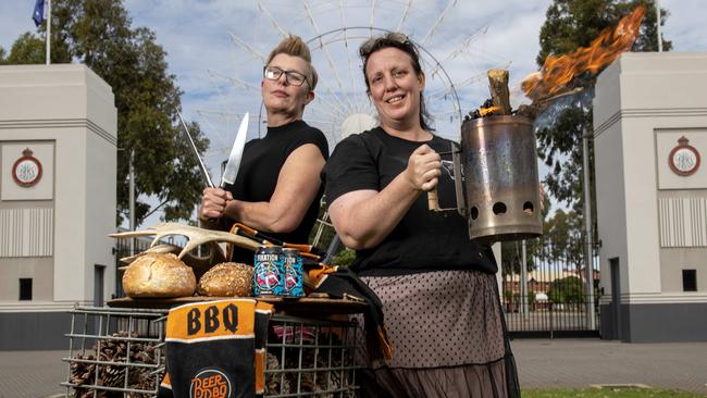 Big Wolf BBQ is a collaboration between two SA chefs, former Adelaide Food Guide Chef of the year Sarah Turner (left) and If You’re Game travelling table mastermind, Alana Brabin. Picture: Naomi Jellicoe