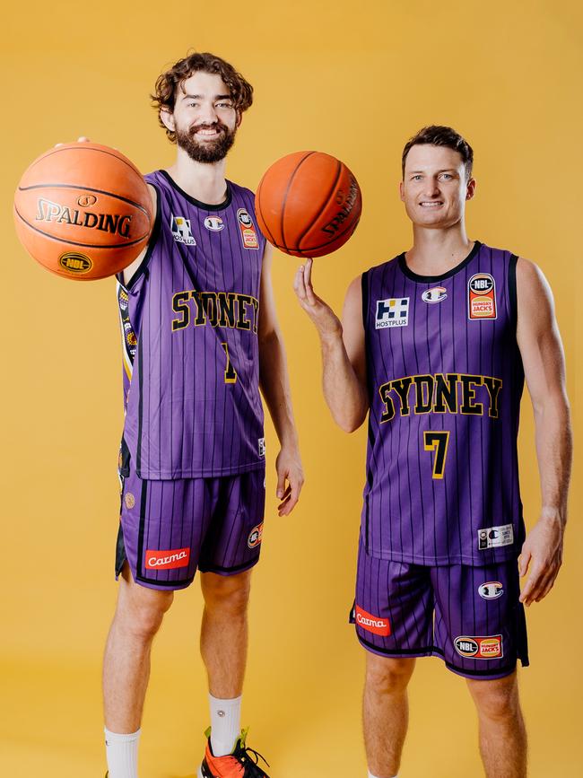 Kings Jordy Hunter and Shaun Bruce wear the Sydney jersey with the Champion pride logo. Picture: Sam Tolhurst