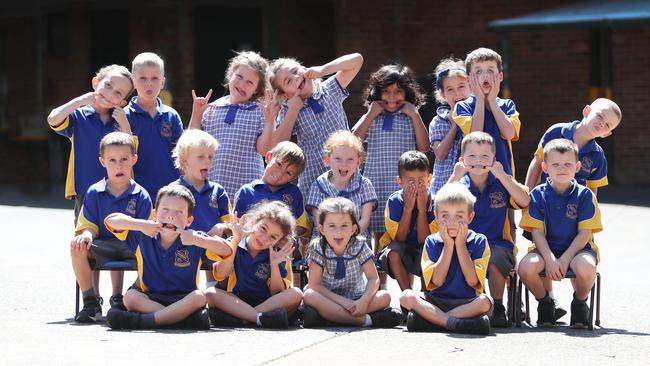 Silly faces for KB students pictured at Woodport Public School. Picture: Sue Graham