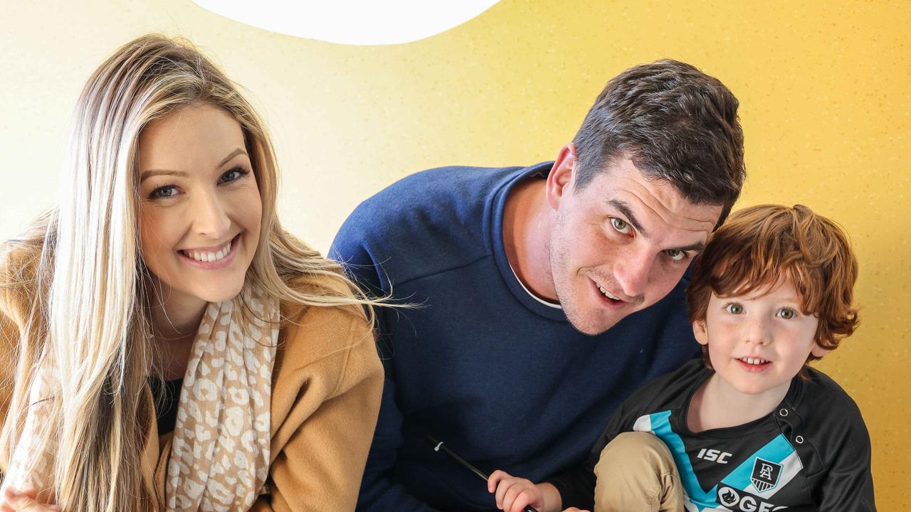 Rockliff with wife Sharna and their three-year-old son Jack. Pictures/Russell Millard