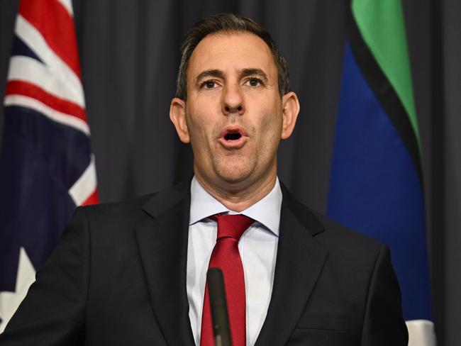 CANBERRA, AUSTRALIA, NewsWire Photos. APRIL 30, 2025: Federal Treasurer Jim Chalmers holds a press conference at Parliament House in Canberra. Picture: NewsWire / Martin Ollman