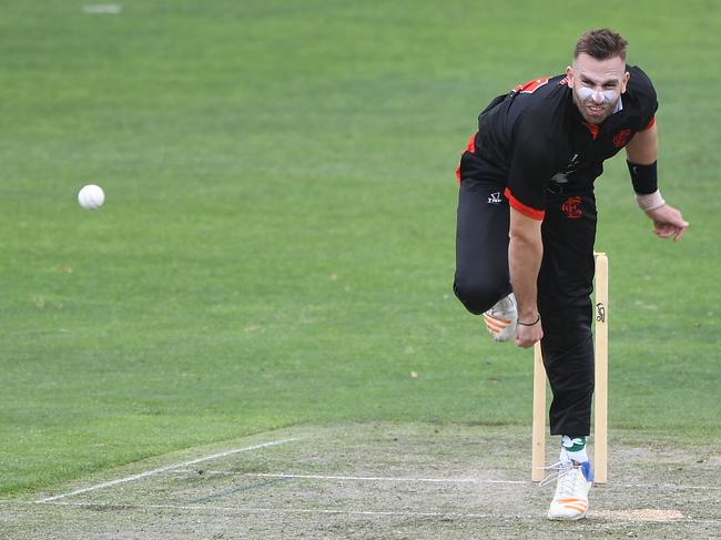 Matthew Doric looks for a wicket in the fixture against Prahran. Picture: Julian Smith