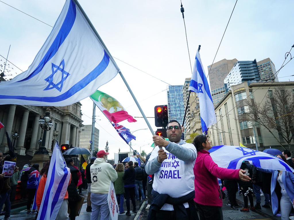 Jewish people and supporters rallied outside the Victorian parliament earlier this month. Picture: NewsWire / Luis Enrique Ascui