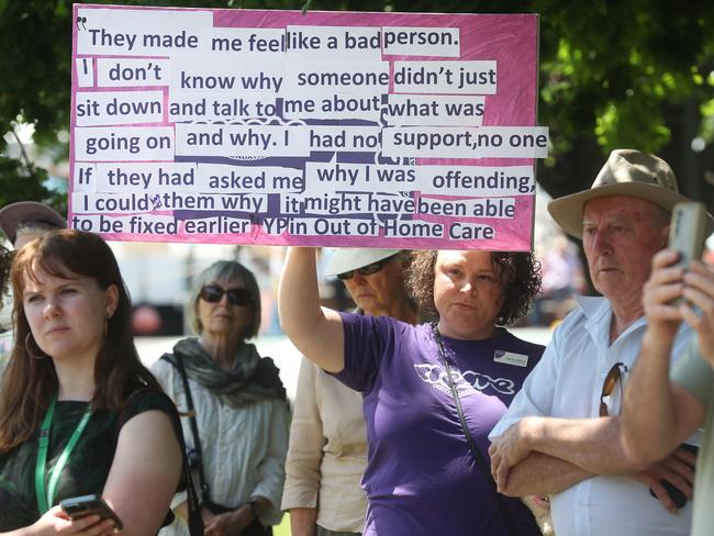 Danni Ashton state co-ordinator CREATE Foundation.  Raise the Age rally on parliament lawns Hobart.  Picture: Nikki Davis-Jones