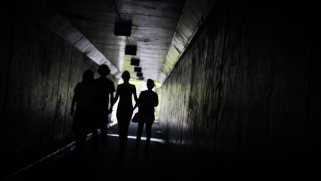 Teenagers in underpass tunnel.Photo Nicholas Falconer / Sunshine Coast Daily