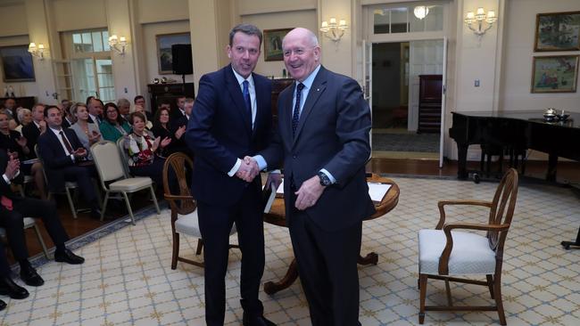 Dan Tehan is sworn in as Minister for Education and Training last month. Picture: Gary Ramage