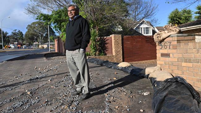 Siri Hattotuwa in front of his home. Residents were alerted to the issue just after 3.30am on Monday. Picture: Keryn Stevens