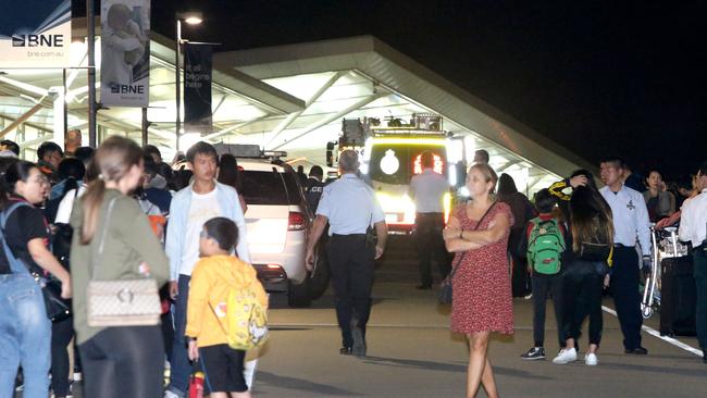 Brisbane International Airport was evacuated Saturday, February 2. Picture: AAP/Steve Pohlner