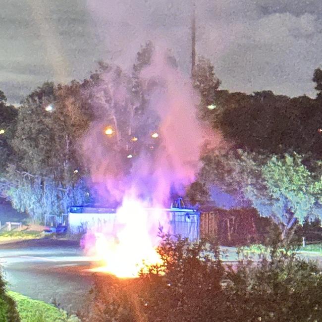 The blazing car and loud explosions alerted neighbours who called police and firefighters.