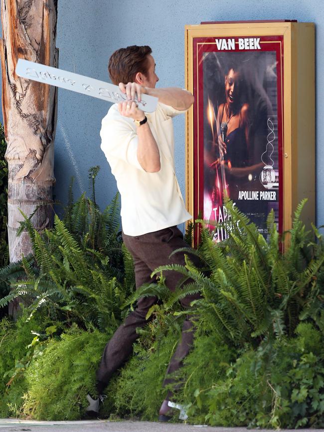 Ryan Gosling filming scenes for La La Land.