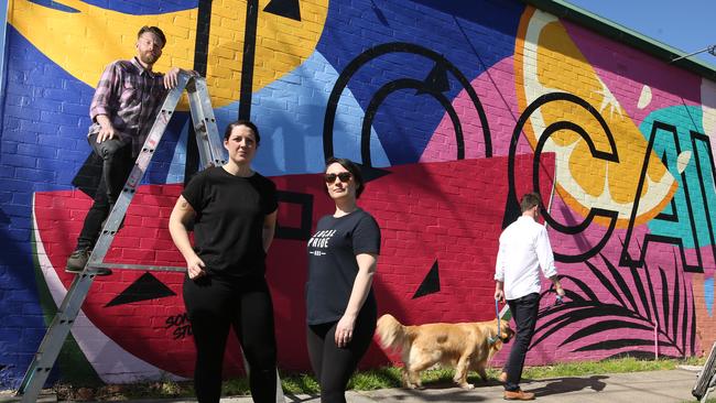 Locavore Studio owner Jessie Crossley and artists Paul and Georgie Sonsie want the mural to stay as it is.