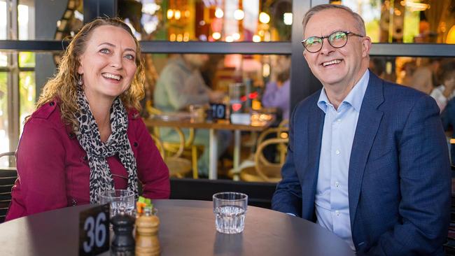 Prime Minister Anthony Albanese, right, and the the new Aston MP, Mary Doyle, in Bayswater, Melbourne, on Sunday. Picture: Facebook