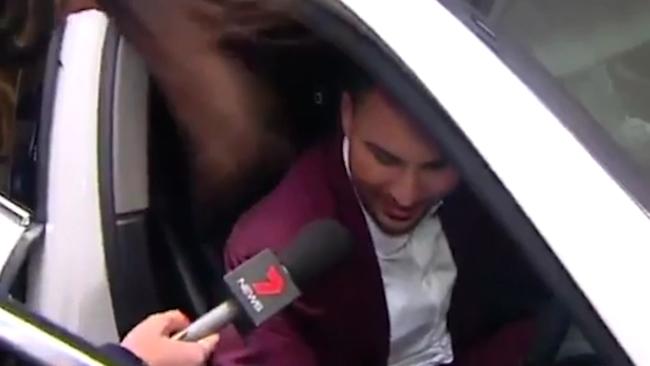 Salim Mehajer leaves a police station in Sydney after being arrested for assaulting a taxi driver at Star City. Picture: Channel 7