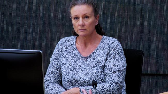 Kathleen Folbigg, appears via video link during her 2019 convictions inquiry, was convicted or killing her four children over a 10-year period. Picture: AAP