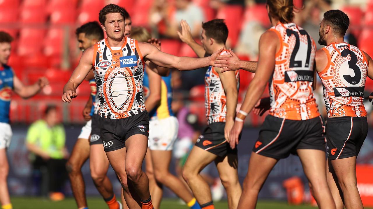 Jacob Hopper celebrates a goal against Gold Coast. Pic: Getty Images