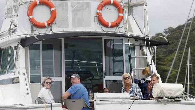 A boat with at least eight people in Pittwater on Tuesday. Picture: Nikki Short