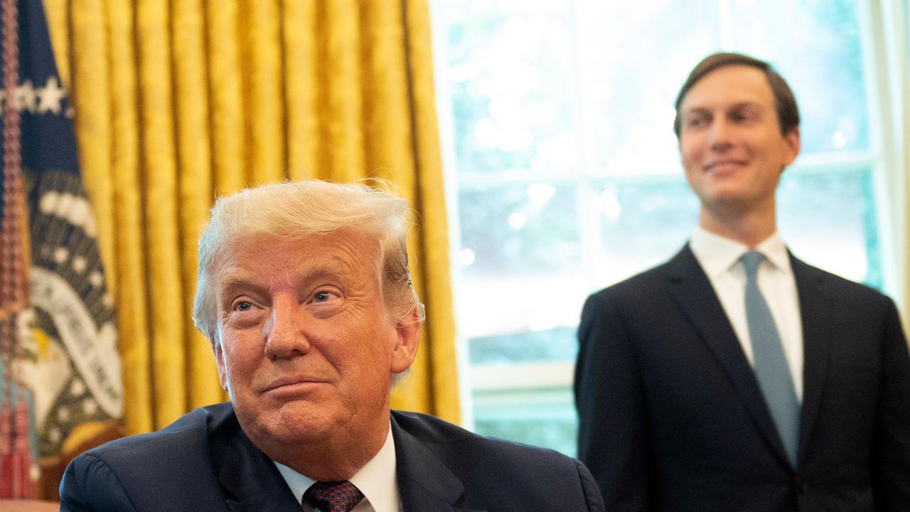 West has recently praised Jared Kushner (pictured at right). Picture: Andrew Caballero-Reynolds/AFP