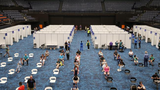 The mass vaccination hub at the Cairns Convention Centre. Picture: Brendan Radke