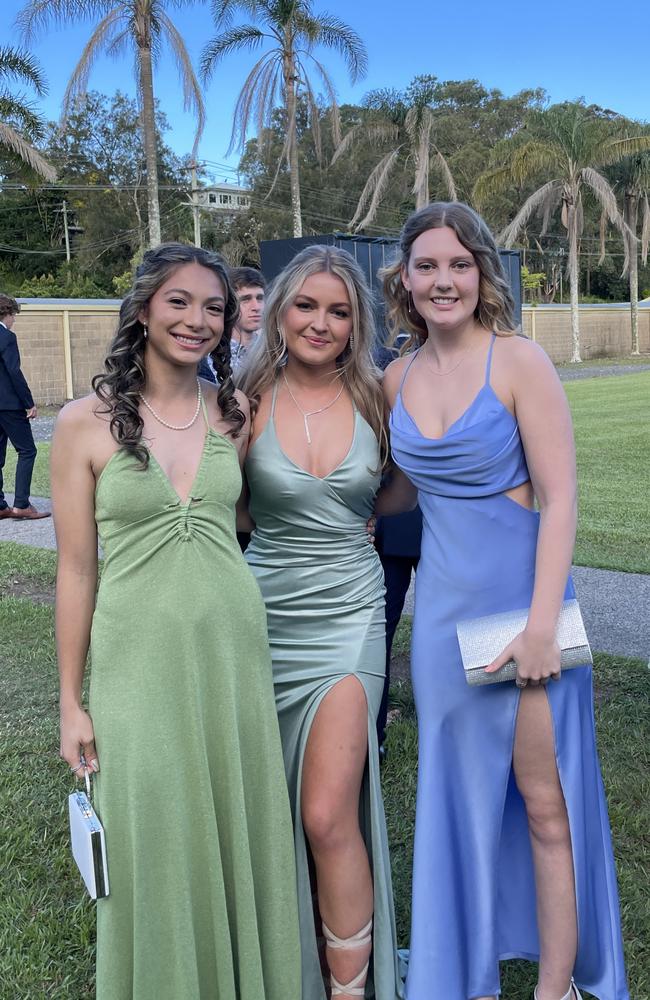 Laila McDonald, Sophia Rava, Gabby Ryan at the St John Paul College Year 12 Formal. Picture: Matt Gazy