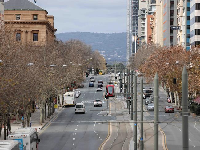 North Terrace on Wednesday.. Picture: NCA NewsWire / David Mariuz.